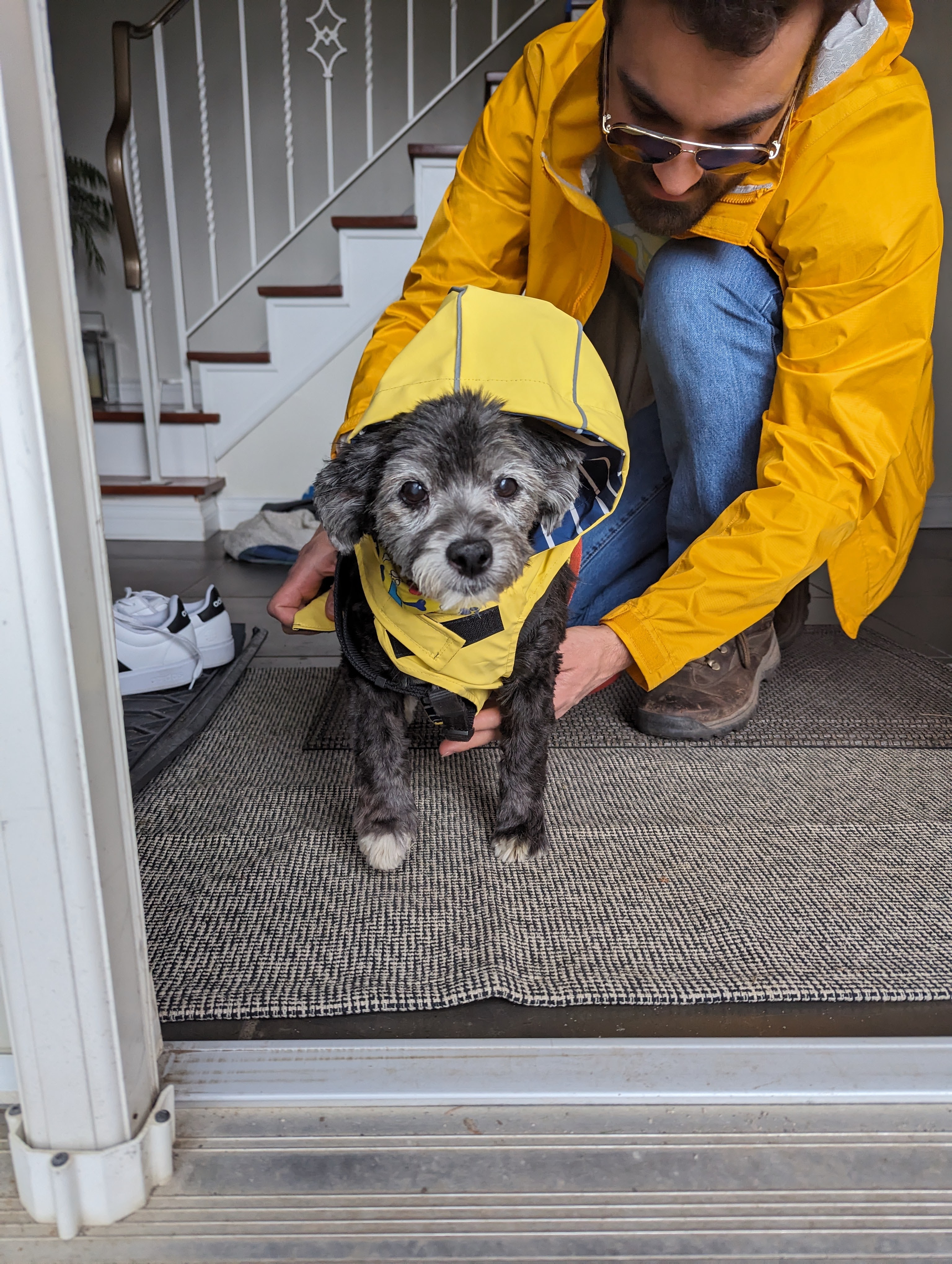 Oreo and I in our matching rain-coats